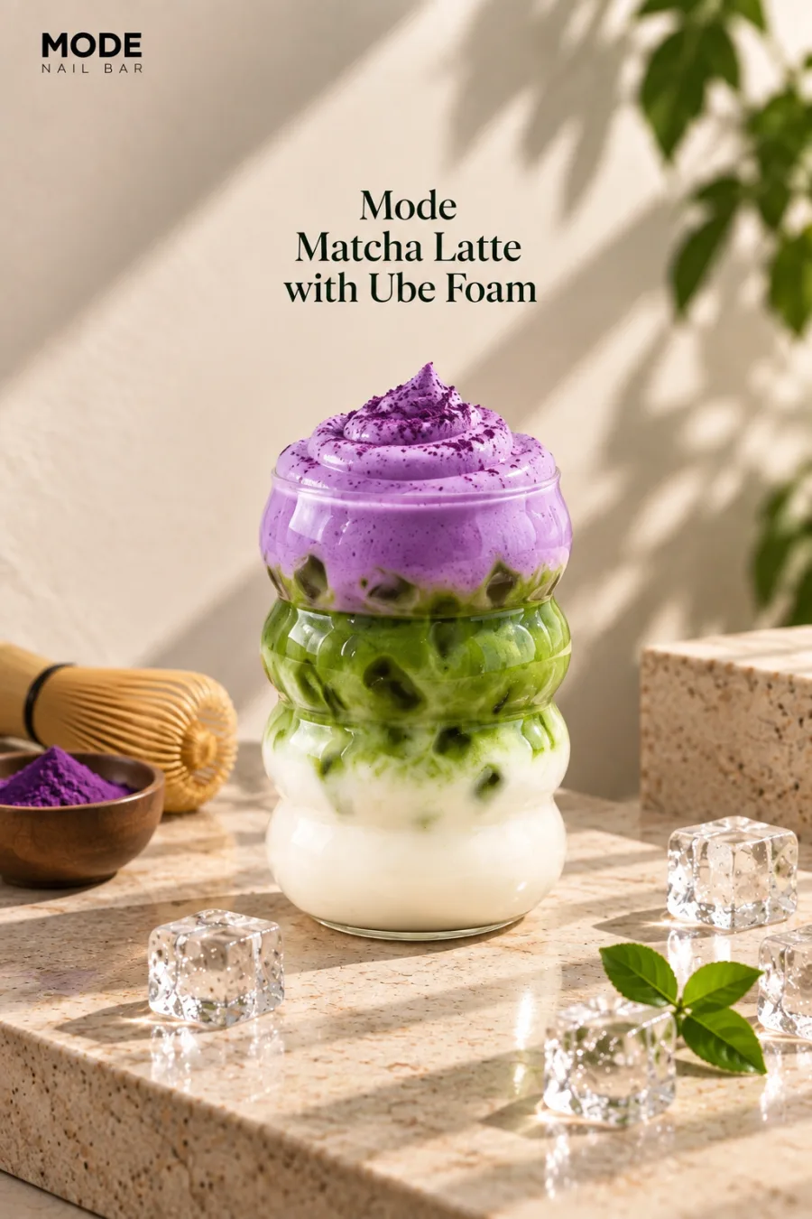 Matcha Latte with Ube Foam
